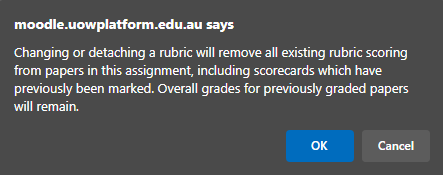 Moodle - Turnitin Rubric Warning